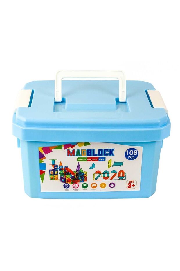 مجموعة ألعاب Magblock المغناطيسية والأسطوانات المكونة من 108 قطعة - مجموعة ألعاب تعليمية وذكية - 2