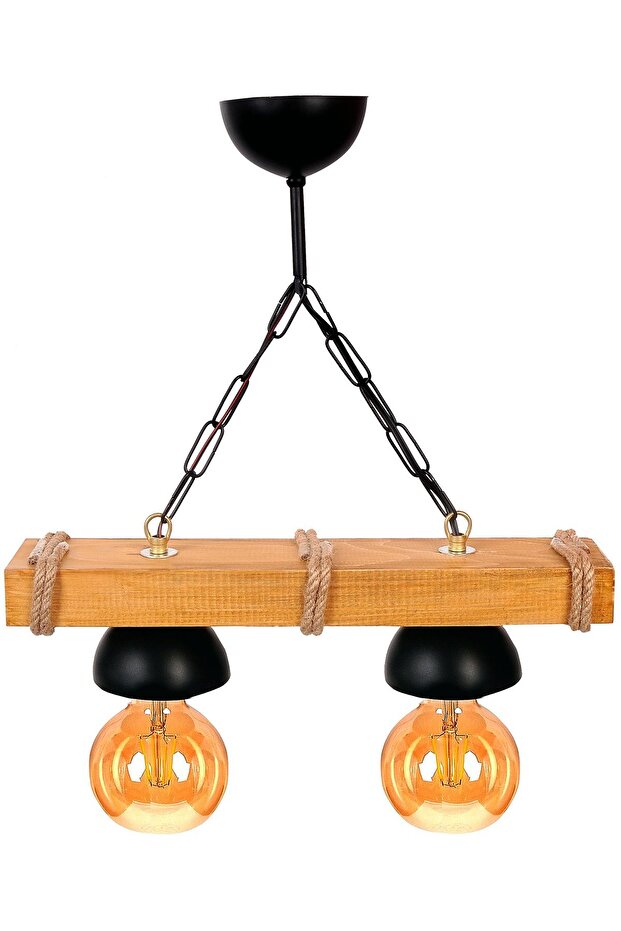 Ahşap Rustik Avize 2'li - 1