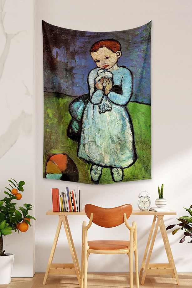 Pablo Picasso Güvercinli Çocuk Duvar Örtüsü Halısı - 1