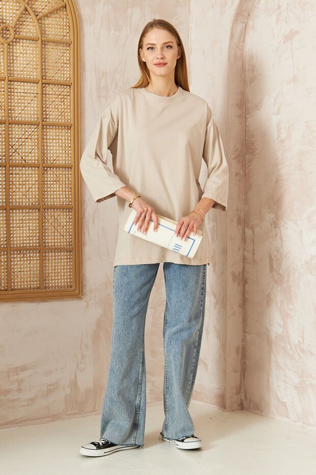 Basıc  T-shirt 4-6694- VİZON - 3