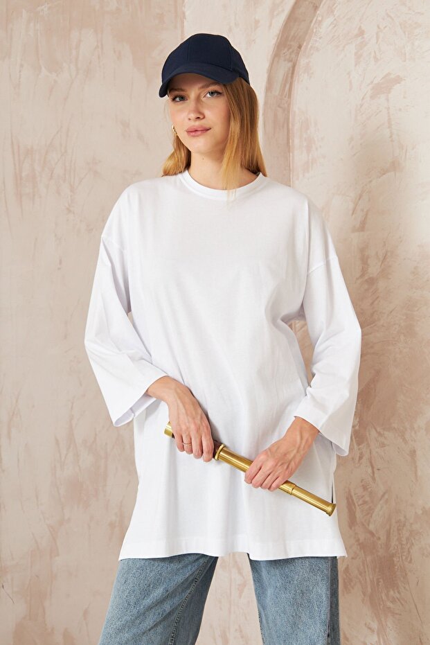 Basıc  T-shirt 4-6694- BEYAZ - 2
