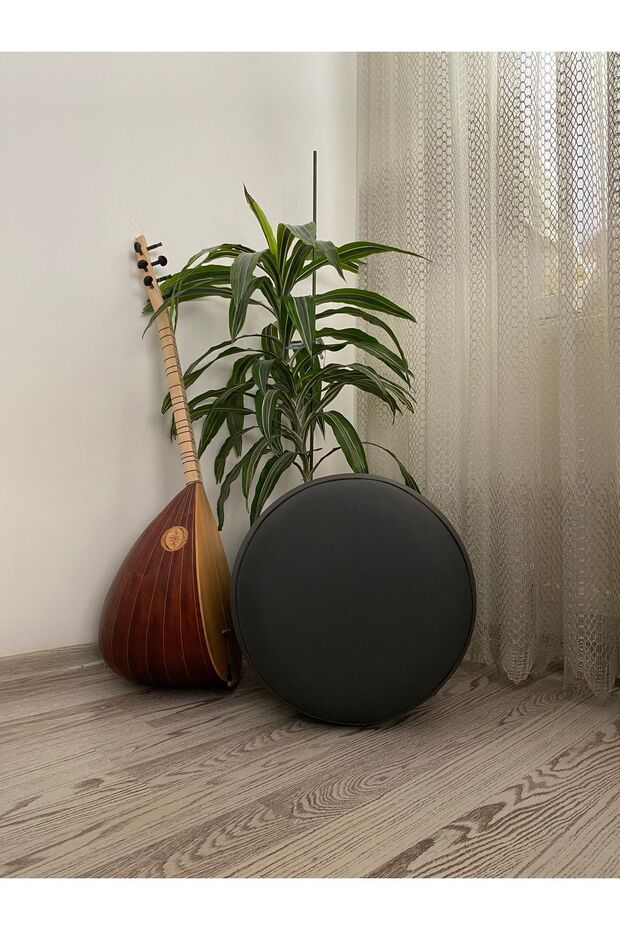 Ahşap Ayaklı Suni Deri Yuvarlak Puf&bench Koltuk/tabure - 2
