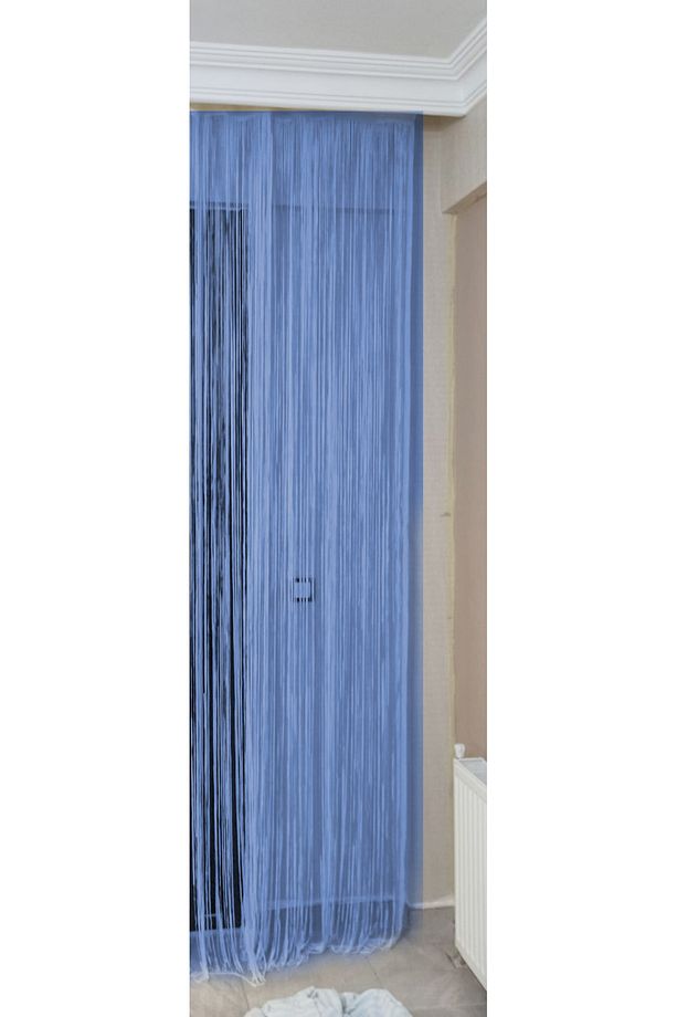 DÜZ İP MAVİ RUSTİK EN 100 CM BOY 210 CM HAZIR İP PERDE - 6