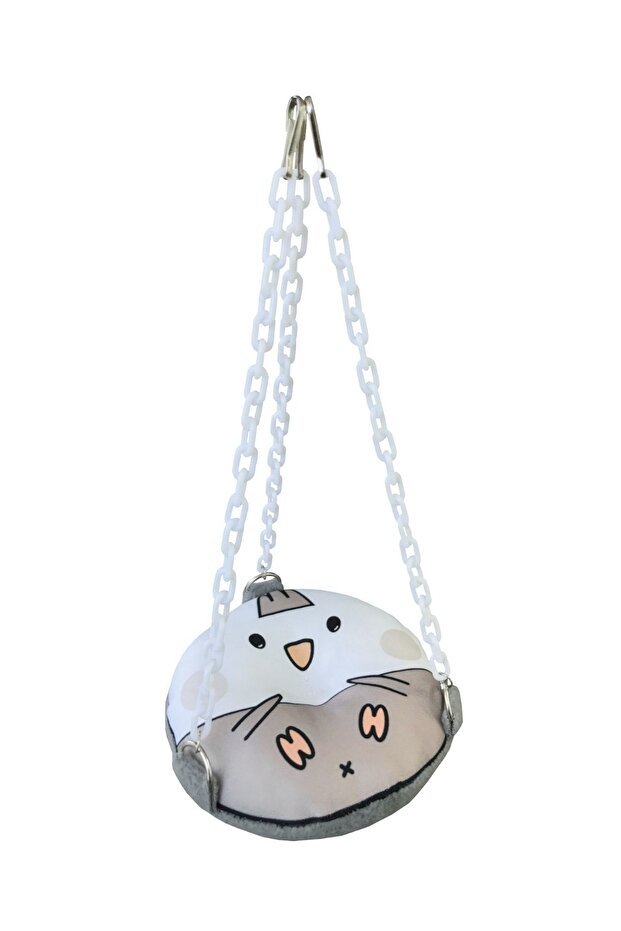 Double Sided Round Bagel Swing - Cockatiel White Gray Speckle Toy