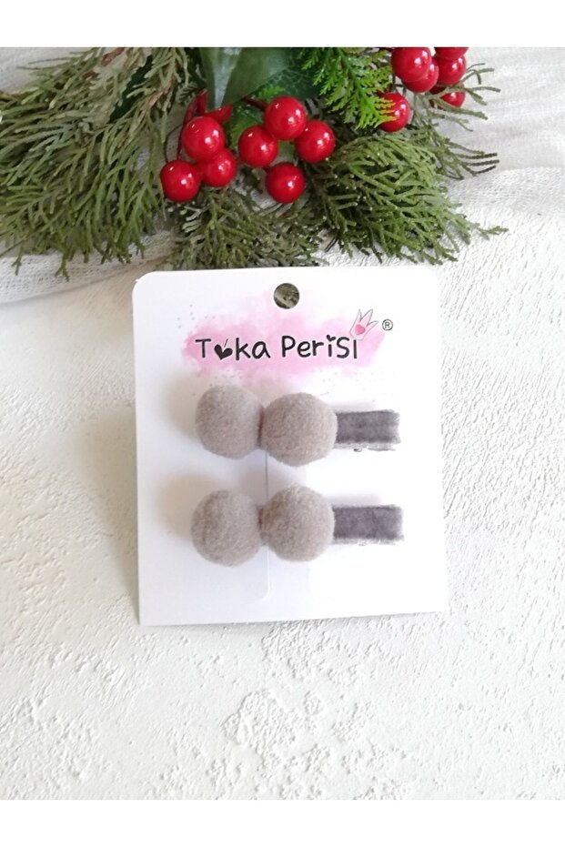 Baby Gray Pompom Buckle