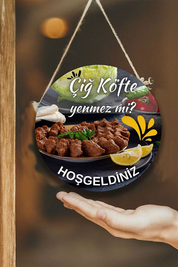 Çiğ Köfte Salonu Için Duvar, Kapı, Tek Taraflı Askılı Pano Karşılama Tabelası, Restoran Süs Tablo - 3