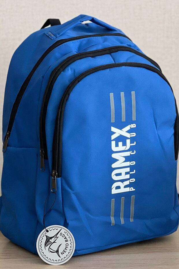 Unisex Blue Large Size Water Repellent Fabric Laptop School Bag Travel Backpack 16 Inch 24 Lt 45X30Cm