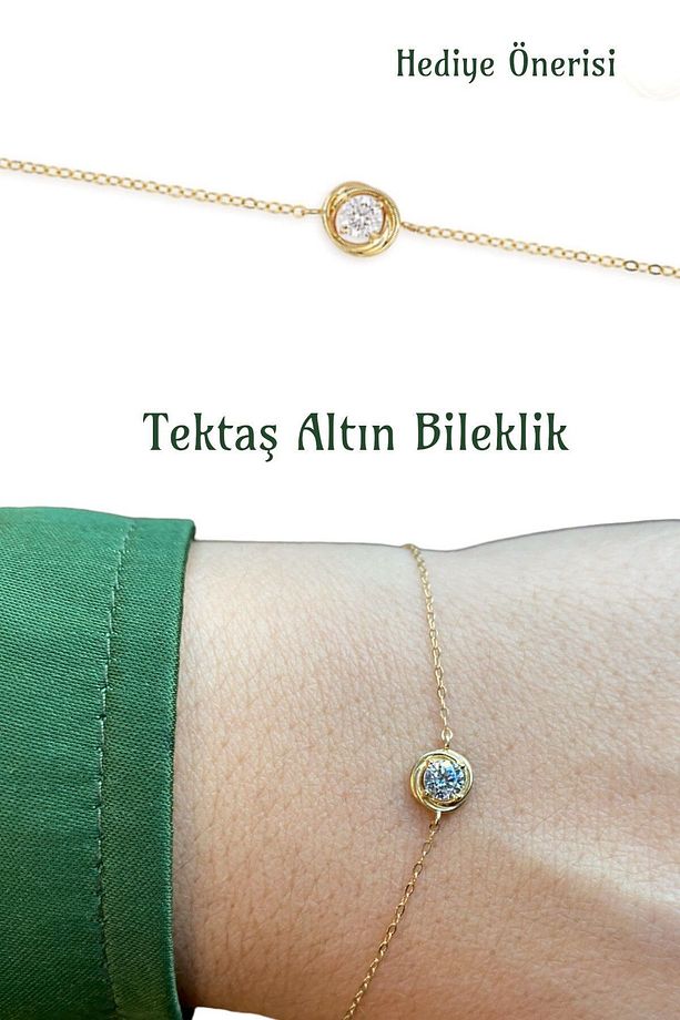 Tek Taşlı Altın Bileklik - 4