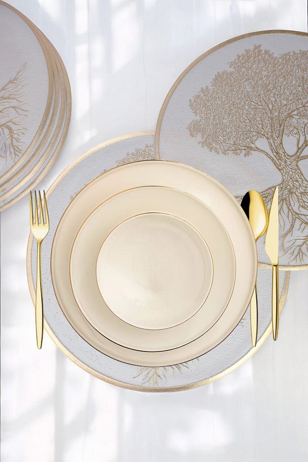 Acar 6’lı Amerikan Servisi Supla Yuvarlak Gold 38 Cm – ACR-284 C320.033 - 4