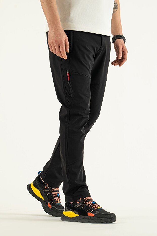 Men's Black Breathable Lycra 4-Pocket Outdoor Pants