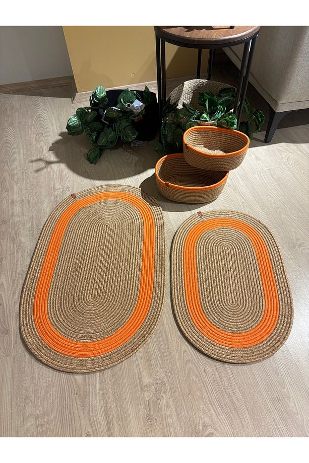 Amsterdam Jüt , Hasır ,Banyo Paspas Takımı, 4'lü Banyo Takımı - 3