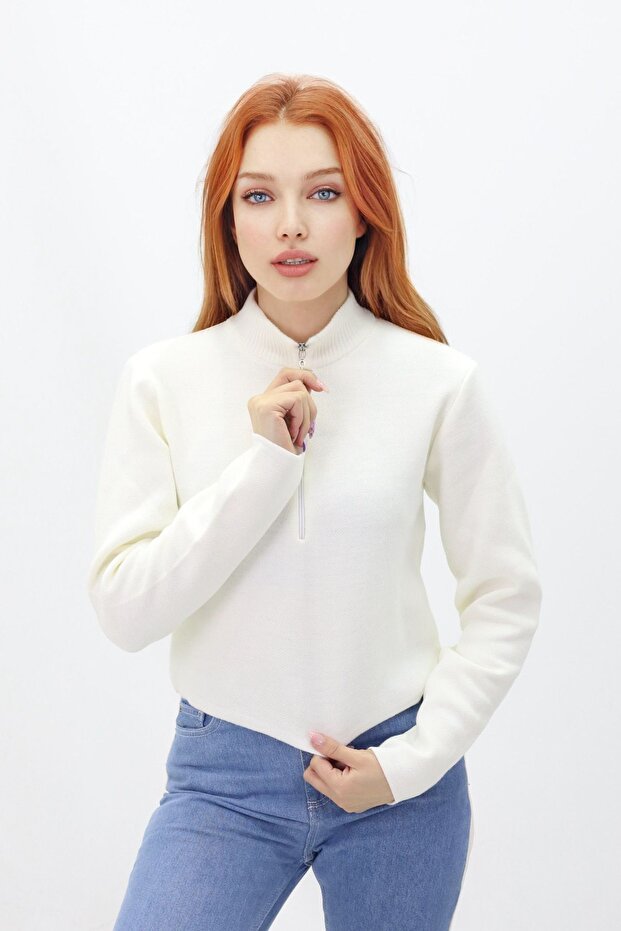 пуловер с цип - 6