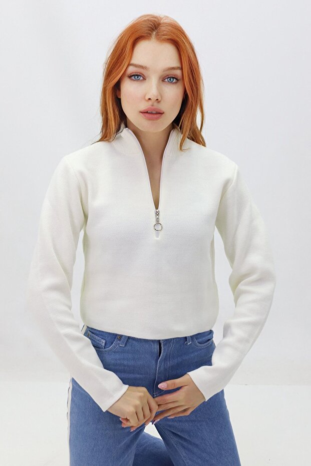 пуловер с цип - 1