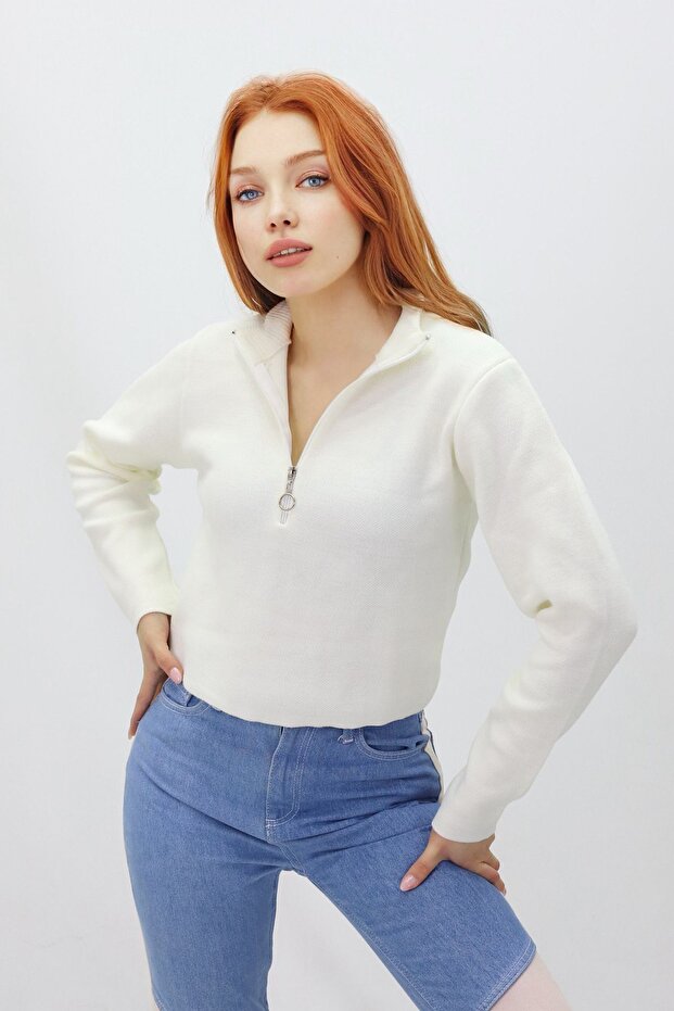 пуловер с цип - 3