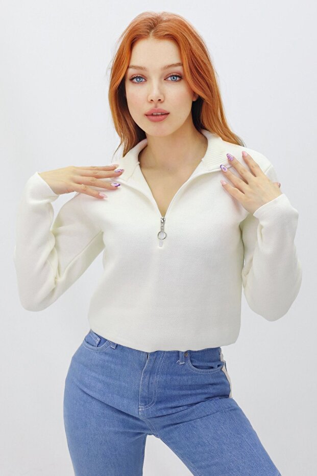 пуловер с цип - 4