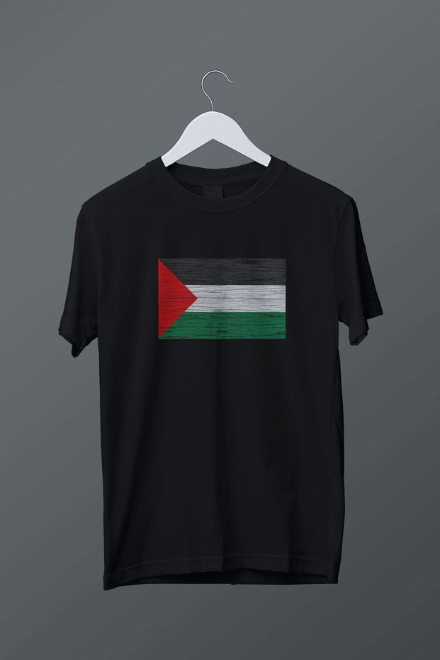 T Shirt with Palestinian Flag Print