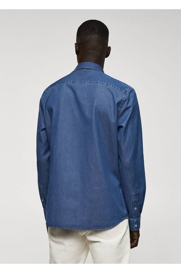 Regular Fit Chambray Pamuklu Gömlek - 4