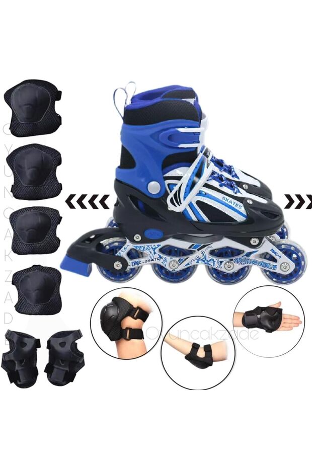 Skate Lighted Adjustable Children's Practice Skating 2 Functions Knee Pad Elbow Pad Wristband Protector Set - 1