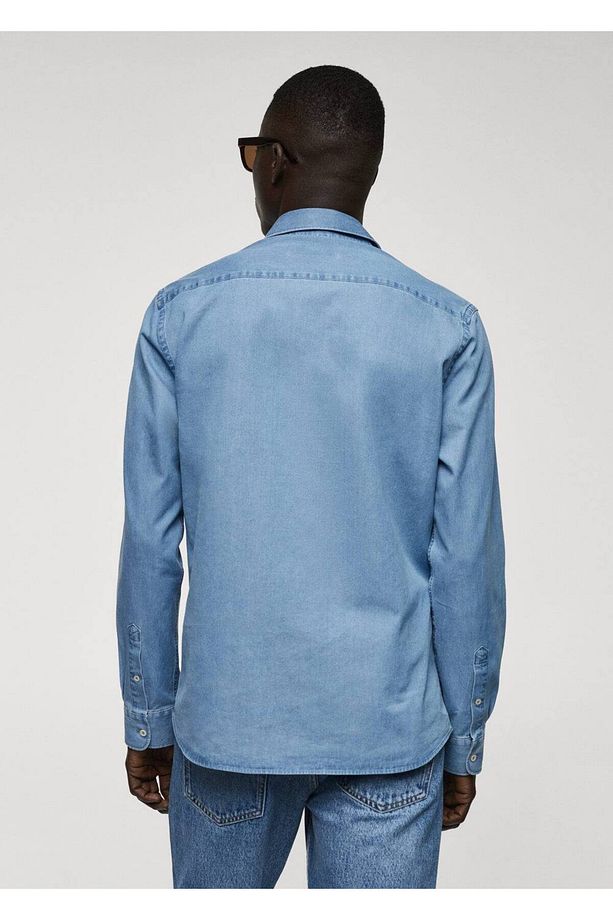 Regular Fit Chambray Pamuklu Gömlek - 4