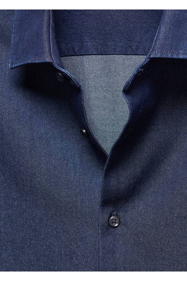 Regular Fit Chambray Pamuklu Gömlek - 7