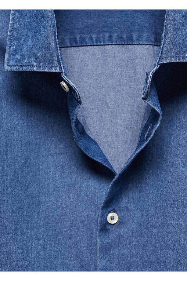 Regular Fit Chambray Pamuklu Gömlek - 7