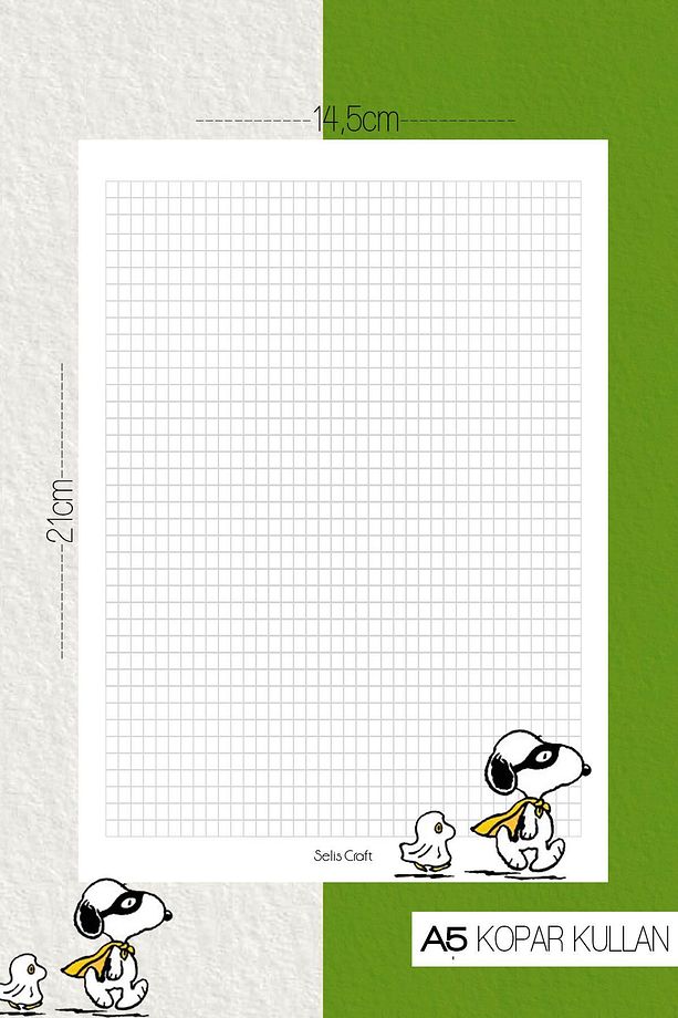 Snoopy Desenli Kareli Notepad 02 Günlük Planlayıcı, Defter, To Do List, Not Defteri, Ajanda - 1