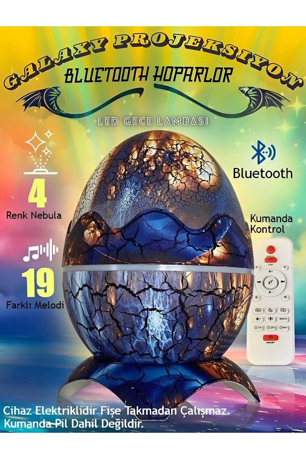 Projektör Yıldızlı Bulutsu Galaxy Lazer Işıklı Disko Topu Bluetooth Hoparlör Parti Led Gece Lambası - 1