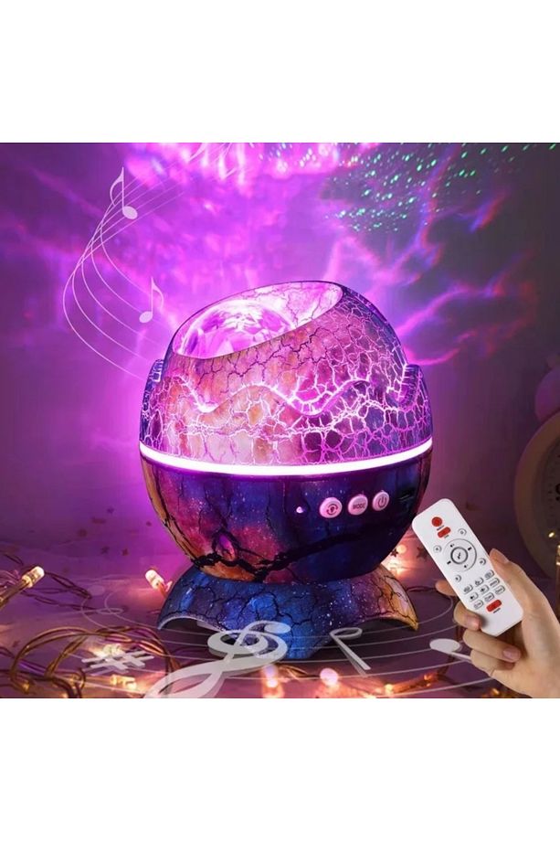Projektör Yıldızlı Bulutsu Galaxy Lazer Işıklı Disko Topu Bluetooth Hoparlör Parti Led Gece Lambası - 6