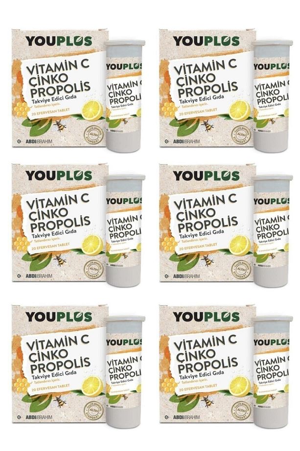 6 Adet C Vitamini, Çinko, Propolis 20 Efervesan Tablet - 1
