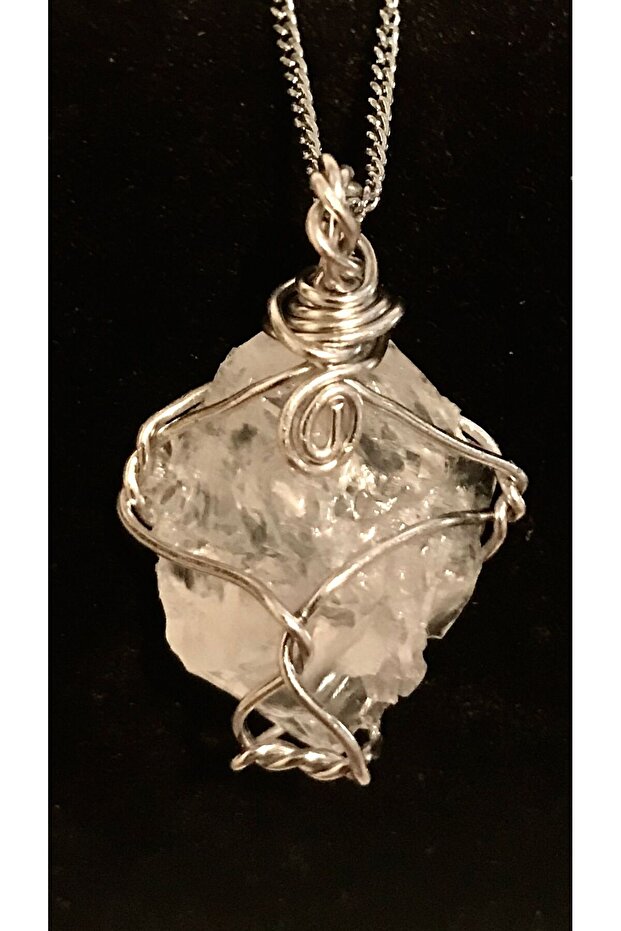 Ham Ay taşı Tel Sargılı Kolye - 1