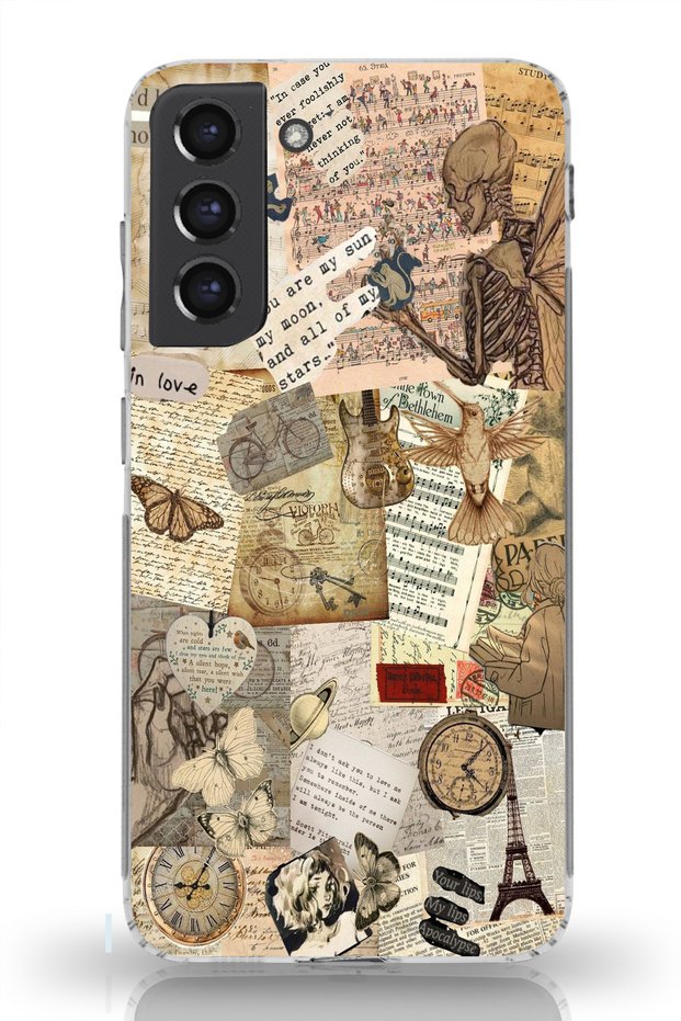 Vintage Design Printed Transparent Phone Case for Samsung Galaxy S21 Compatible