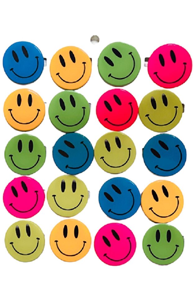 Neon Smiley Rozet - 20 Adet - 1