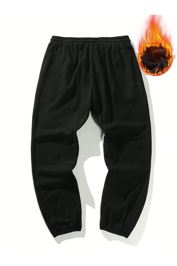 Papatya Paça Baskılı Eşofman Altı Jogger - Siyah Lastik Paça Yüksek Bel - 2