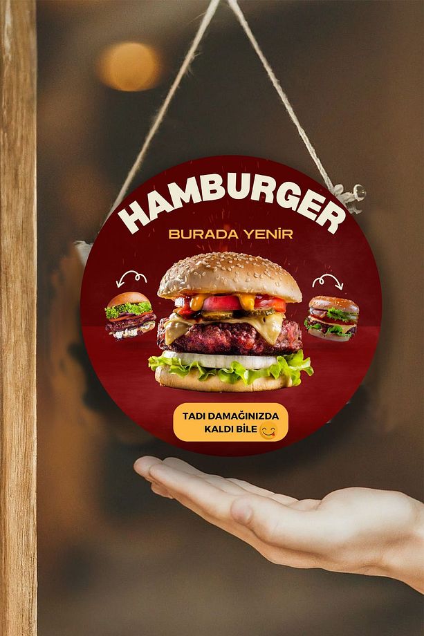 Hamburger Dükkanı Için Duvar, Kapı, Tek Taraflı Askılı Pano Karşılama Tabelası, Restoran Süs Dekor - 1