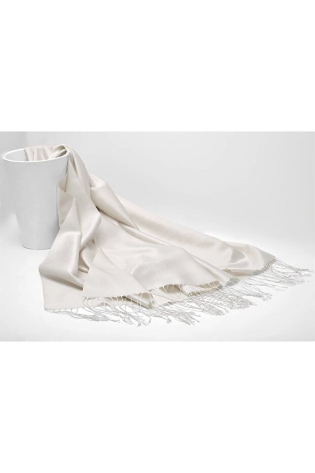 Şal 100% mătase - alb - 2
