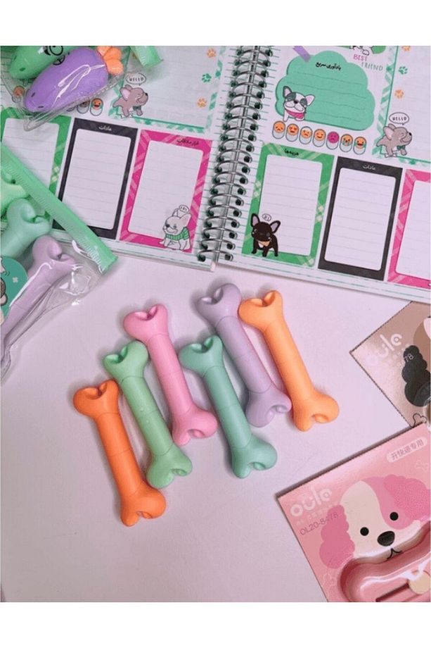 Kemik Şeklinde Pastel Fosforlu Kalemler - 6 Renk - 2