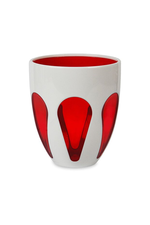 Aqua Bi Color Water Glass White Red