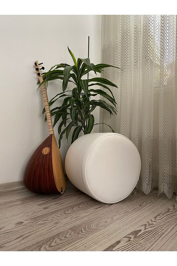 Ahşap Ayaklı Suni Deri Yuvarlak Puf&bench Koltuk/tabure - 3
