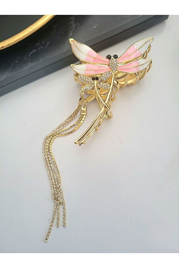 Large Size Gold Metal Latch Buckle Dragonfly Hair Claw Glpş-3110