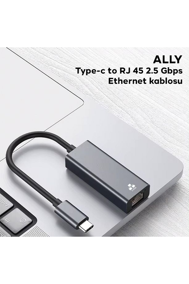 Type-c to RJ 45 2.5 Gbps Ethernet kablosu SİYAH - 2