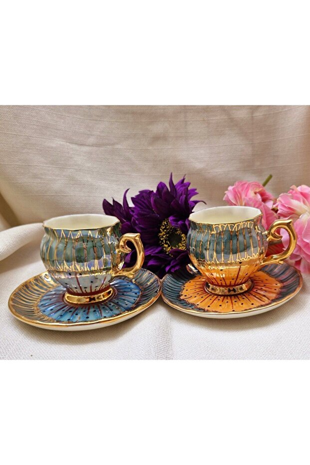 Astra Porcelain Hand Painted 2-Piece Coffee Cup Set