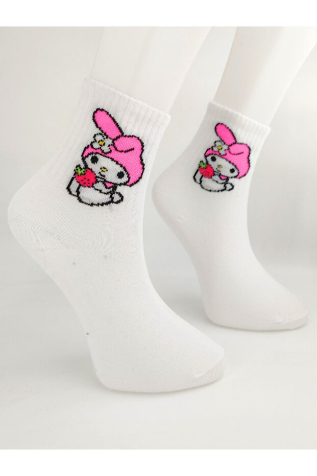 Unisex Hello Kitty My Melody Socks Colorful Patterned White College Socks
