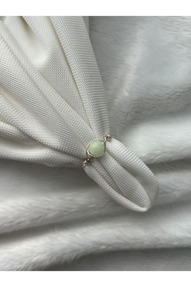Phosphorescent Glow-in-the-Dark Natural Stone Silver Wire Ring