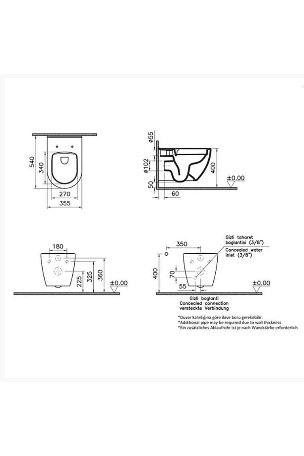 S60 Smooth Flush Asma Klozet 7510l003-0090, Unıversal 2 Soft Klozet Kapağı 121-003-909 - 3