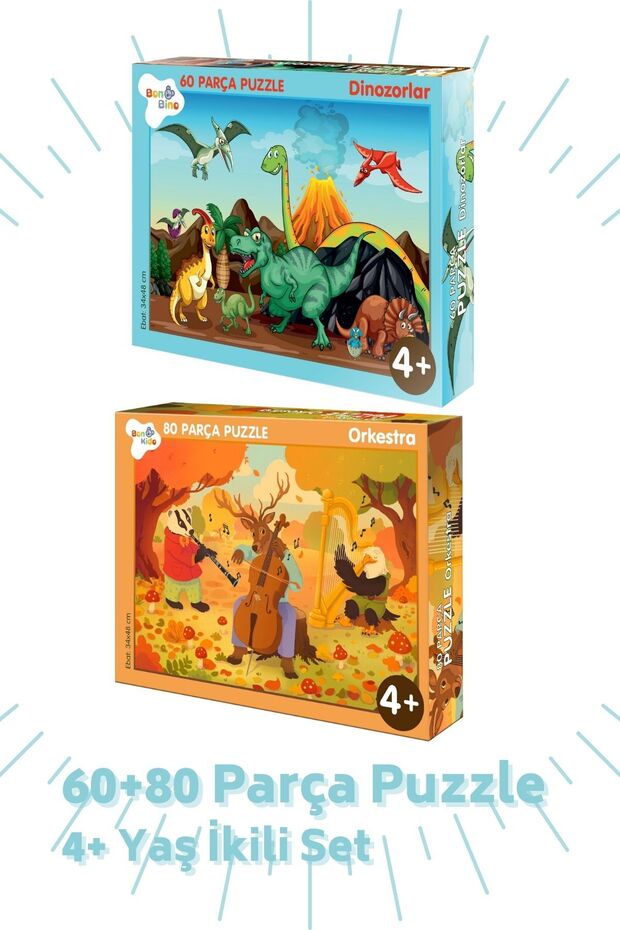 2-Piece Puzzle Set Dinosaurs And Orchestra Bon81258118