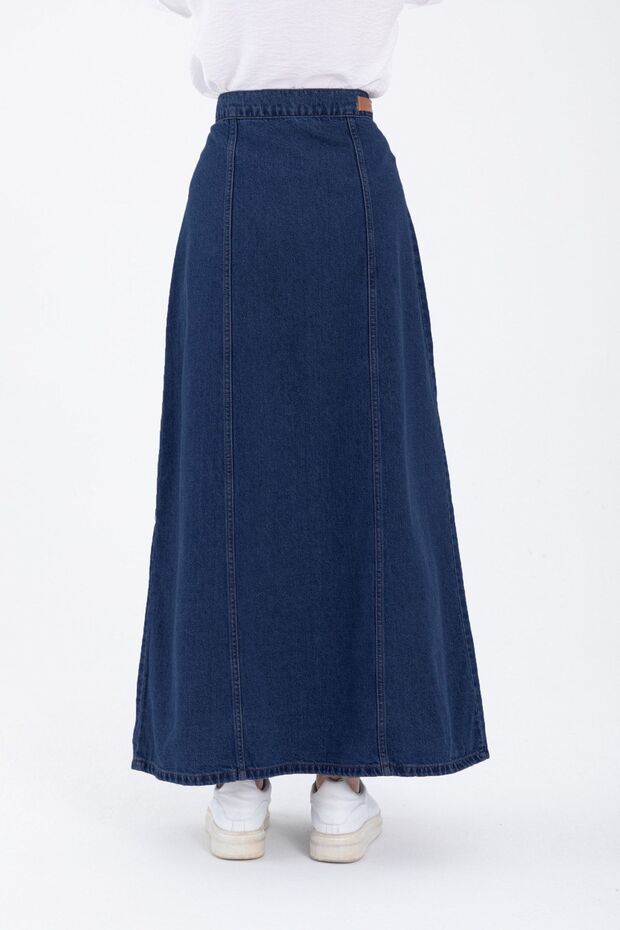 Maxi Indigo Kot Etek - 3