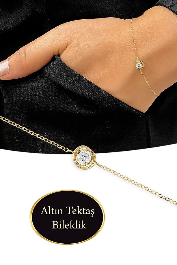 Tek Taşlı Altın Bileklik - 1