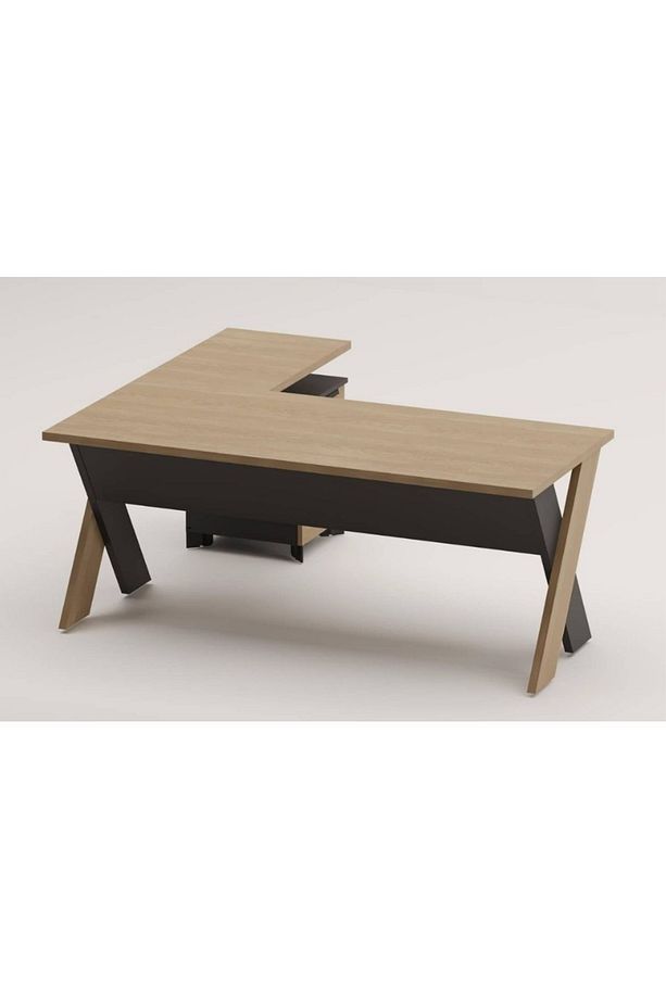Omix Yüksek Kesonlu L Masa Takımı 140 Cm (Meşe/Antrasit) - 3