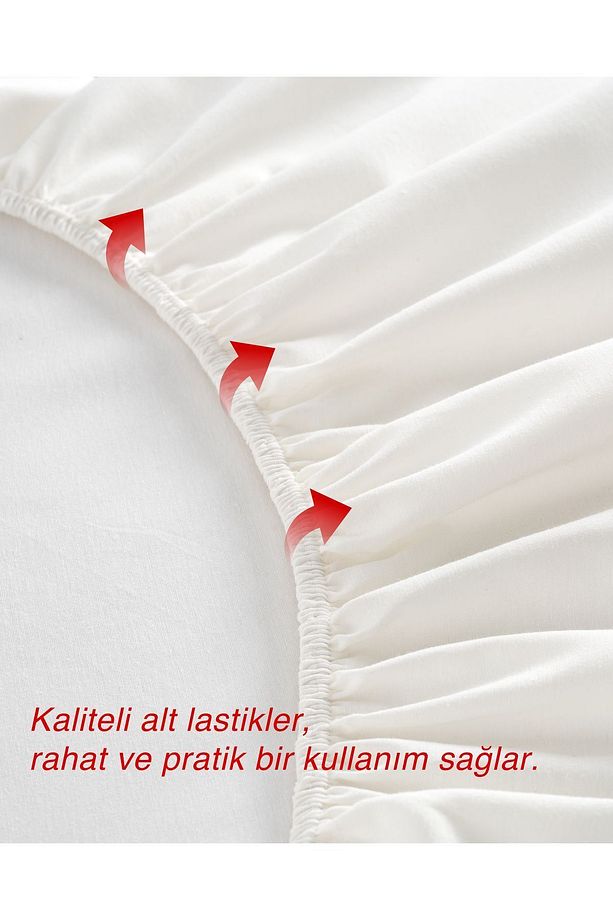 Krem Renkli %100 Pamuklu Penye Kumaşından Tek/çift Kişilik Lastikli Çarşaf (7 FARKLI EBAT) - 4