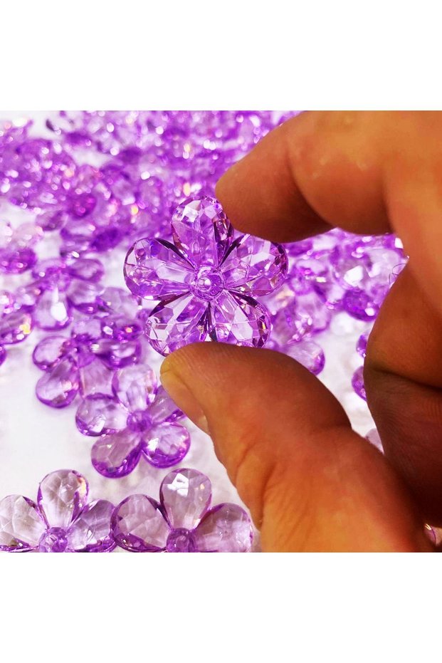 Acrylic 30mm (3cm) Purple Color Flower Model Beads with a Hole in the Middle 40 Pieces